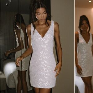 Meshki LOUANNE Daisy beaded mini dress bridal